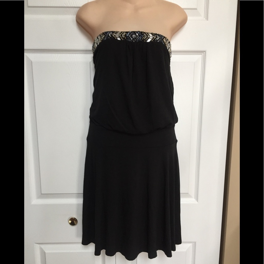 045 Strapless beaded dress by White House Black market